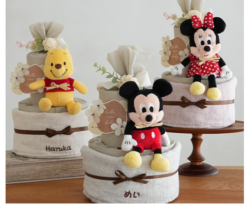 ディズニーぬいぐるみ タオルおむつケーキ