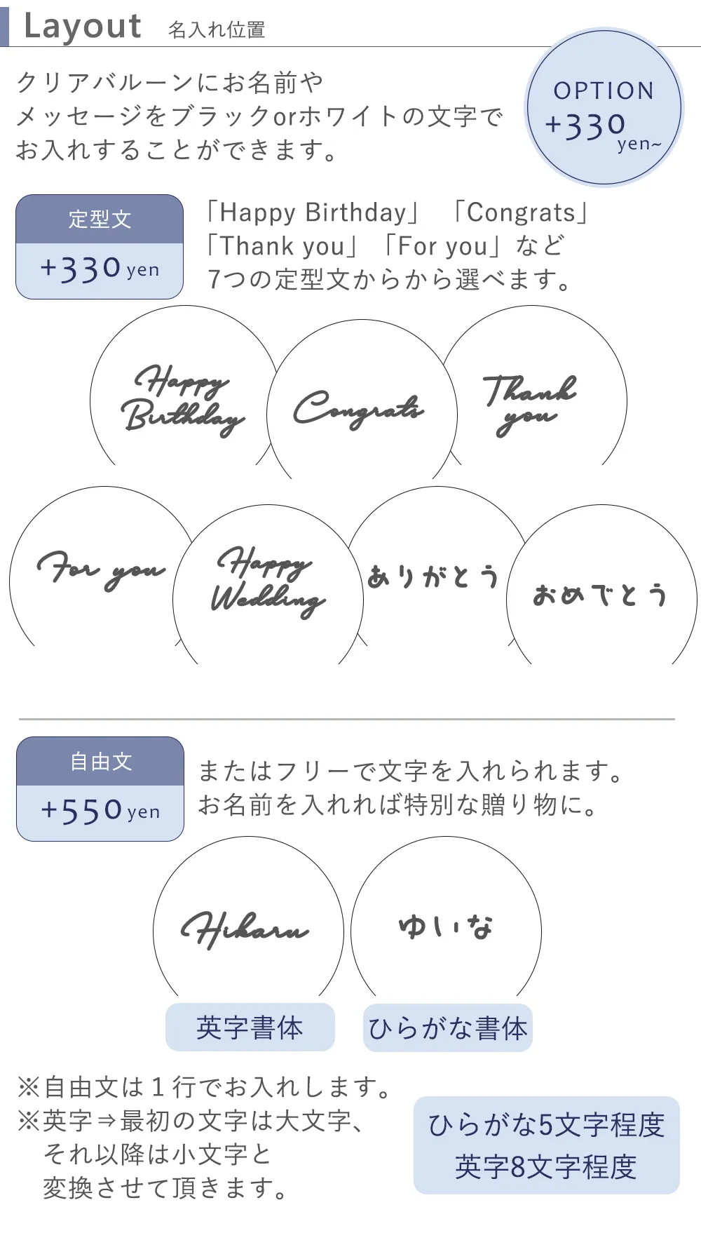 クリアバルーン　名入れ メッセージ