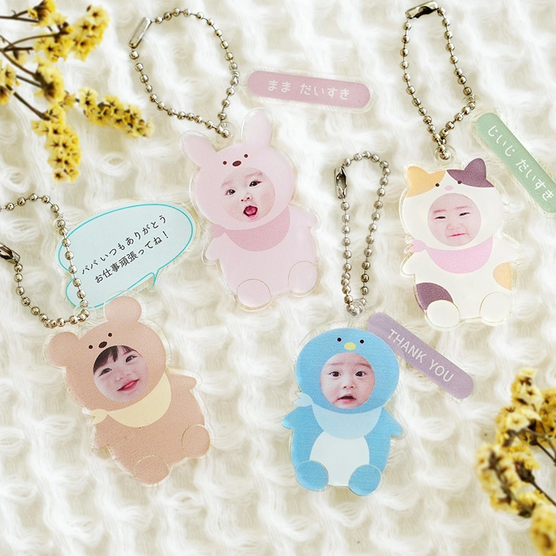 【名入れ】オリジナル着ぐるみキーホルダー写真入り【選べるデザイン・４個セット】