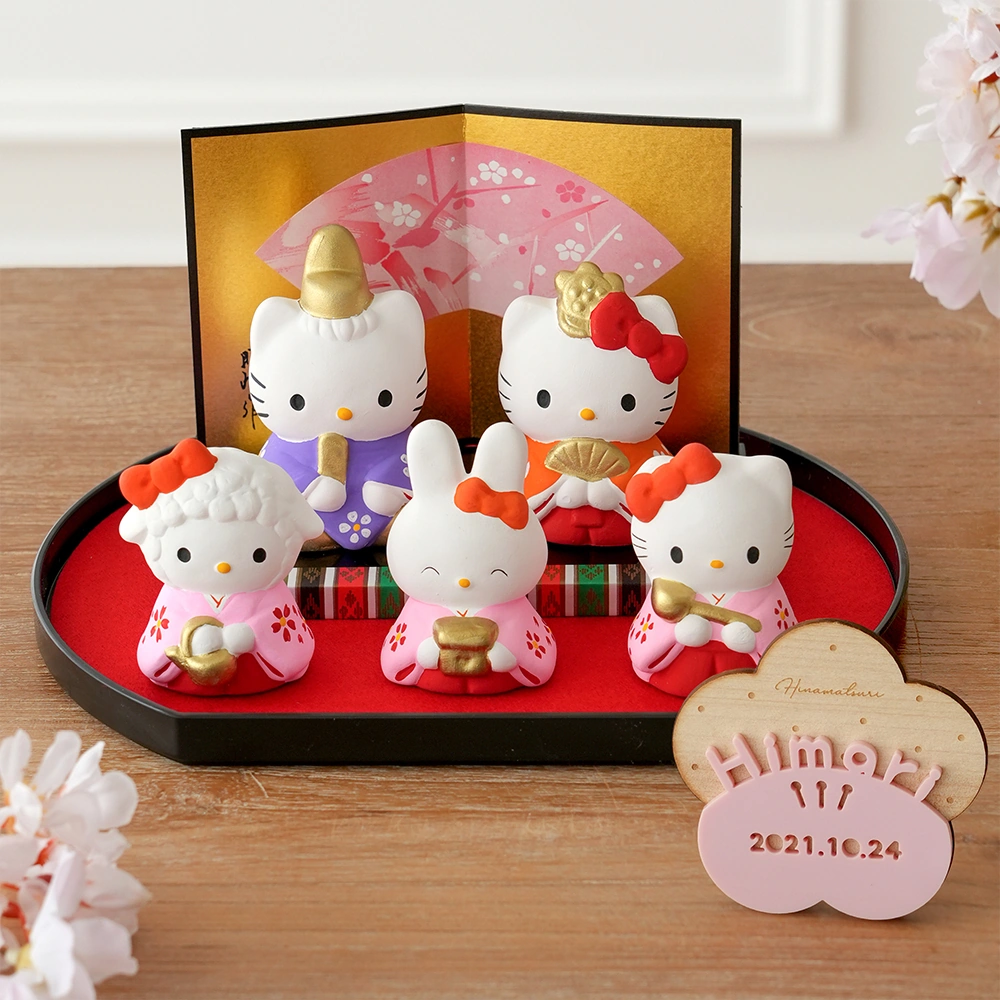 初節句 ひなまつり 雛人形】ハローキティとひなまつり 日本製 五人飾り