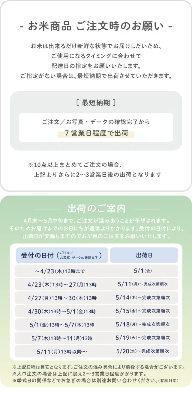 出荷日について