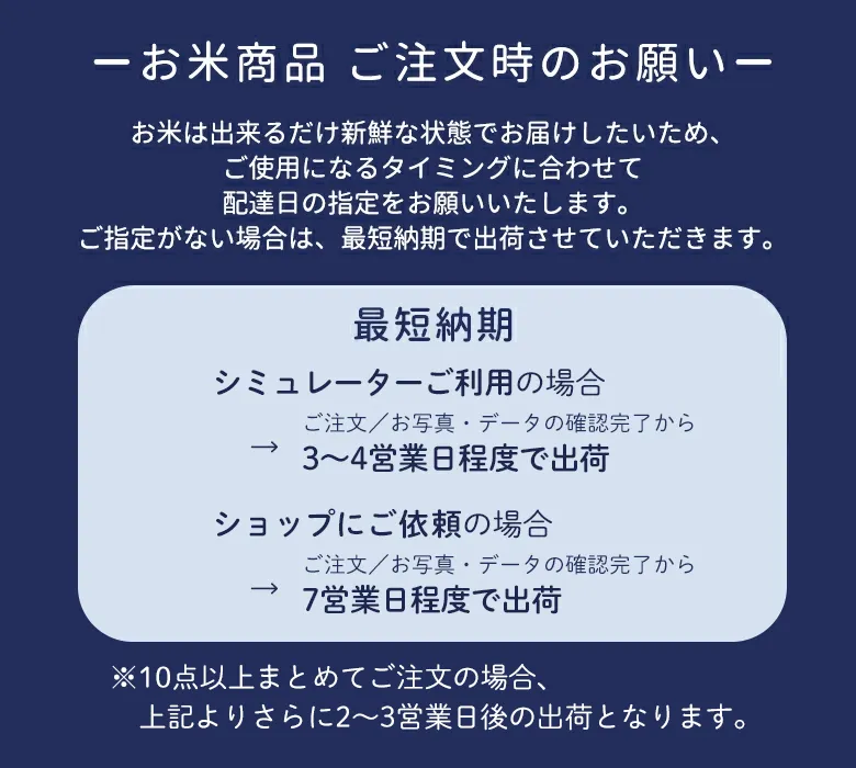体重米米の納期変更について